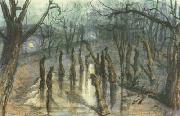Stanislaw Ignacy Witkiewicz The Planty Park by Night-Straw-Men (mk19) oil on canvas